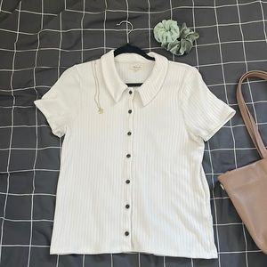 Madewell soft white collared button up top | Large